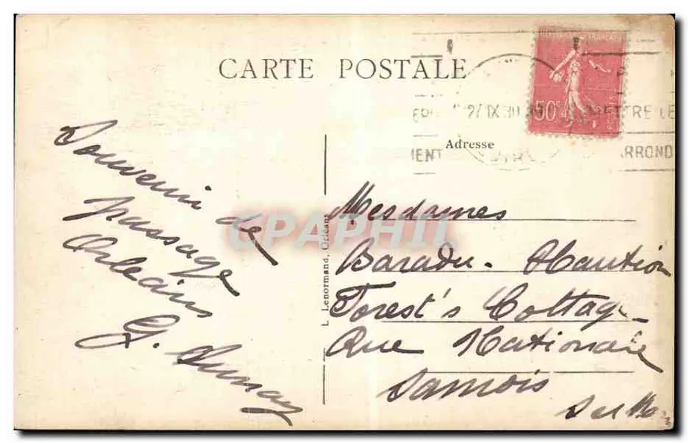 Orléans - A Catedral Ste-Croix (Fachada Norte) — Editor L. Lenormand, n° 302 - Verso