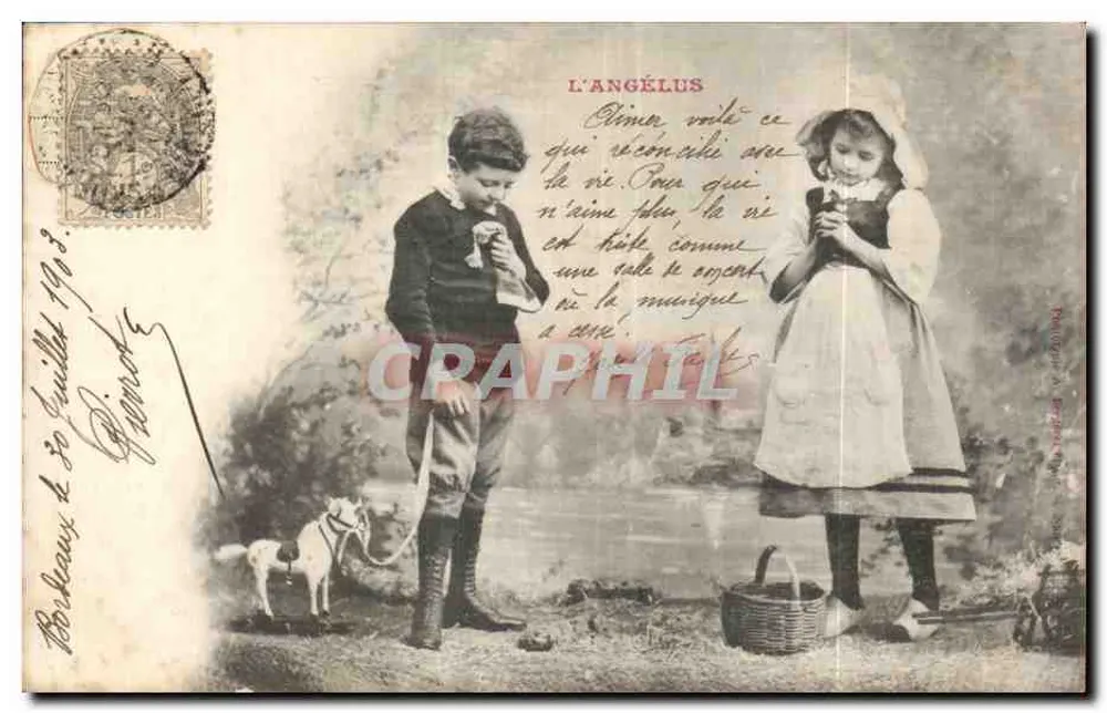 Kinder und Hund — Der Angelus — Verlag T. & F. Farnung - Vorderseite