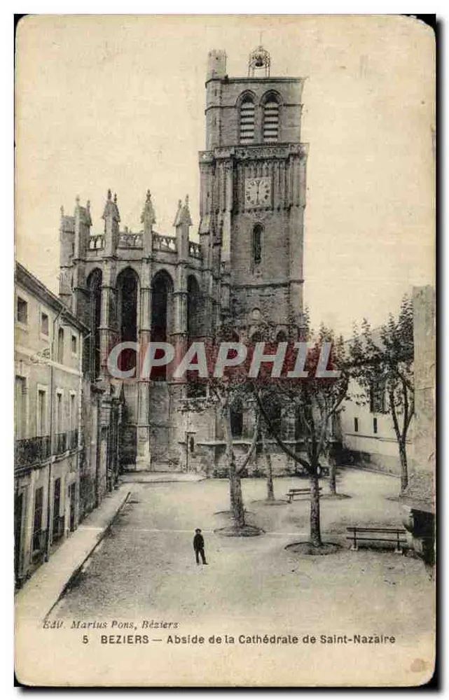 Béziers — Die Apsis der Kathedrale Saint-Nazaire — Éd. Marius Pons, Béziers, n°5 - Vorderseite