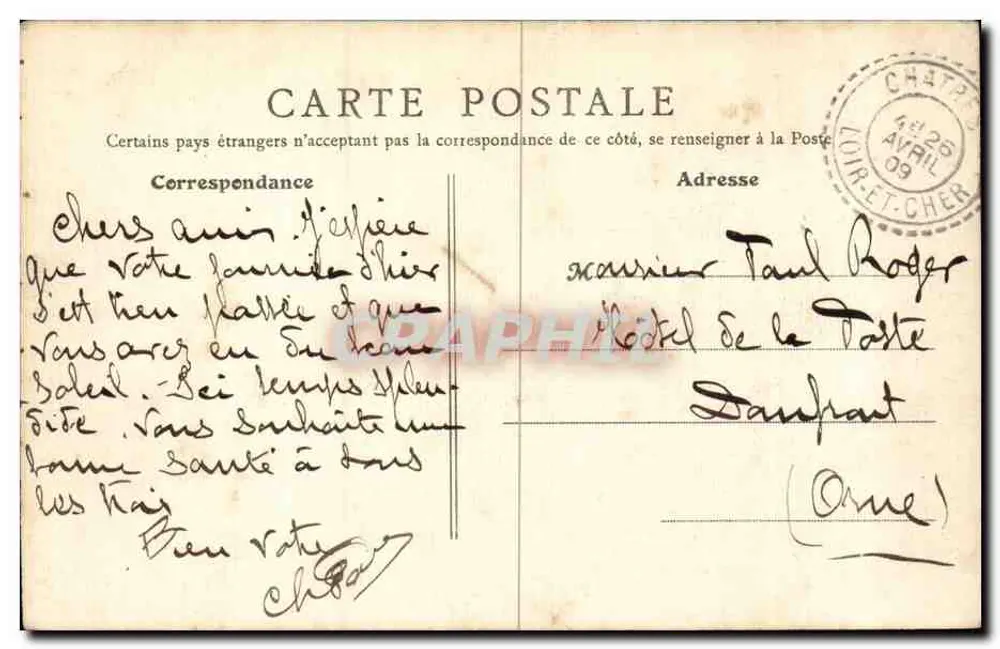 Châtres (L.-et-C.) — Prefeitura — Guenin-Savestre, editor - Verso