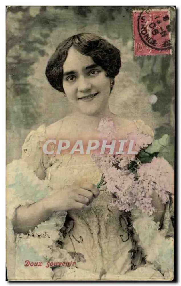 Lächelnde junge Frau — mit Lilienstrauß — veröffentlicht von C. P. R. (Nr. 10) - Vorderseite