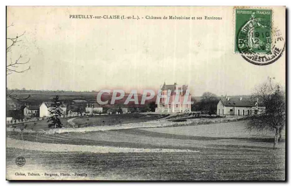 PREUILLLY-sur-CLAISE (Loir-et-Cher) - Schloss Malvoisine und seine Umgebung — Chéne, Tabacs, Bergeon, Photo. - Preuilly - Vorderseite
