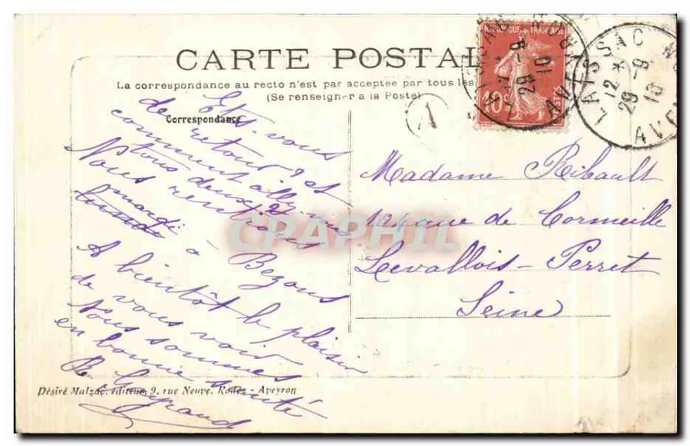 Ponte de Tanus (Tarn, Aveyron) — vista do viaduto metálico — editor Désiré Malzac, n° 372 - Verso