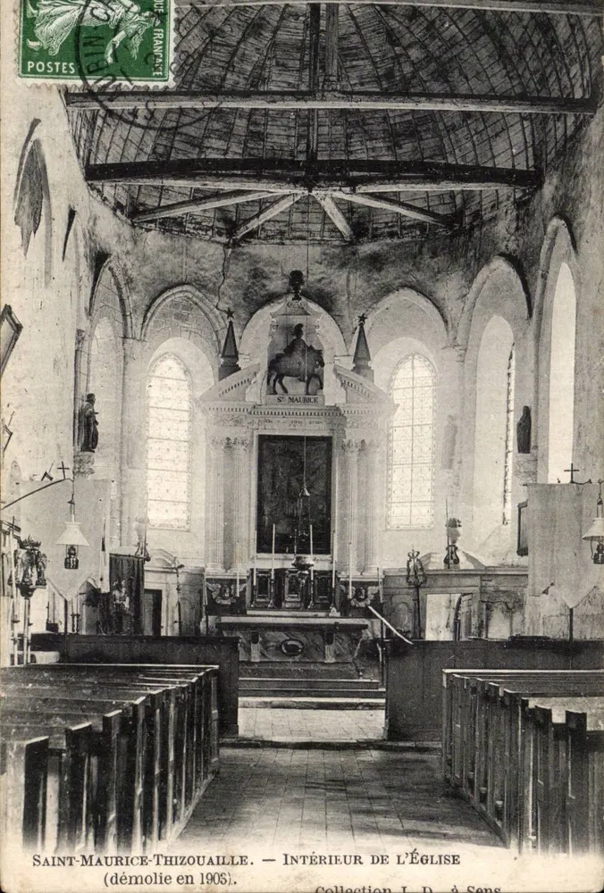 Saint-Maurice-Thizouaille — Innenansicht der Kirche (1906 abgerissen) — Sammlung L. D. à Sens - Vorderseite