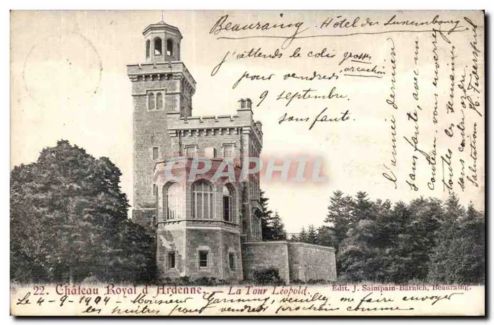 Schloss Ardenne — Leopold-Turm — Edit. J. Saimpain-Barnich, Beauraing - Vorderseite