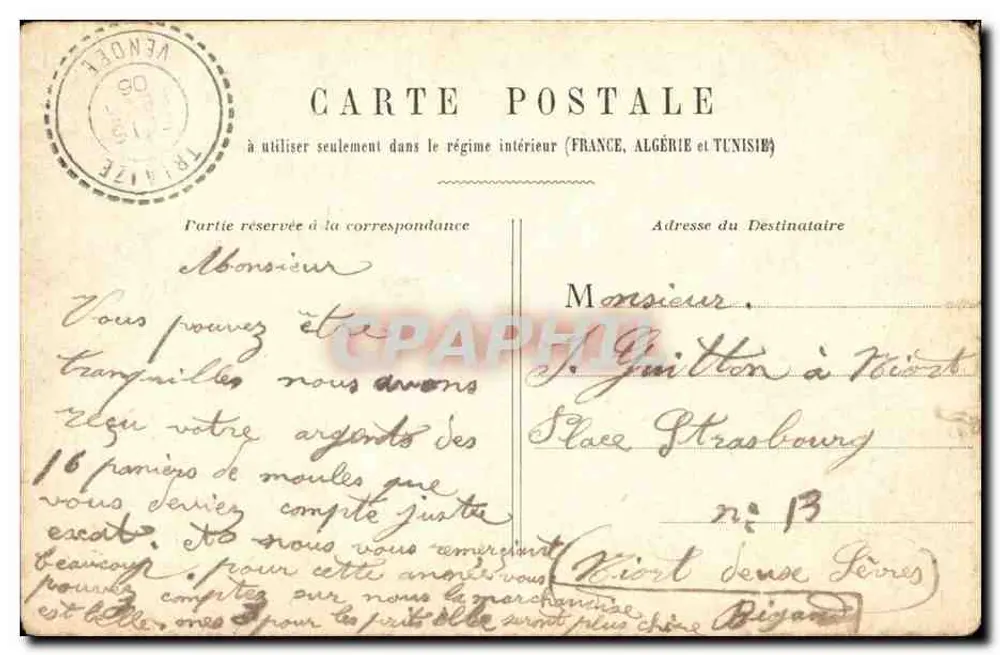 Bordeaux - O Ponte do Caminho de Ferro — Bilhete postal antigo n°15, editor Craphil - Verso