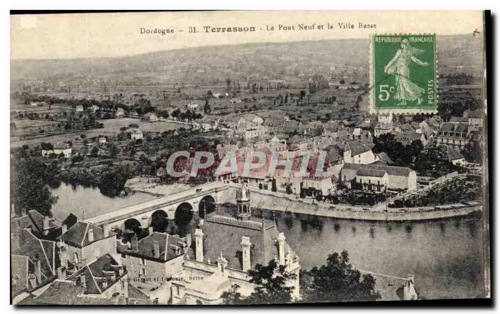Terrasson - Der neue Brücke und die untere Stadt — Dordogne, Seriennummer nicht sichtbar - Vorderseite