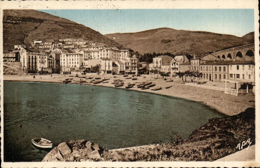 Cerbère — Vista della spiaggia e della città — Le Carte A.P.H. — n° 5 - Recto