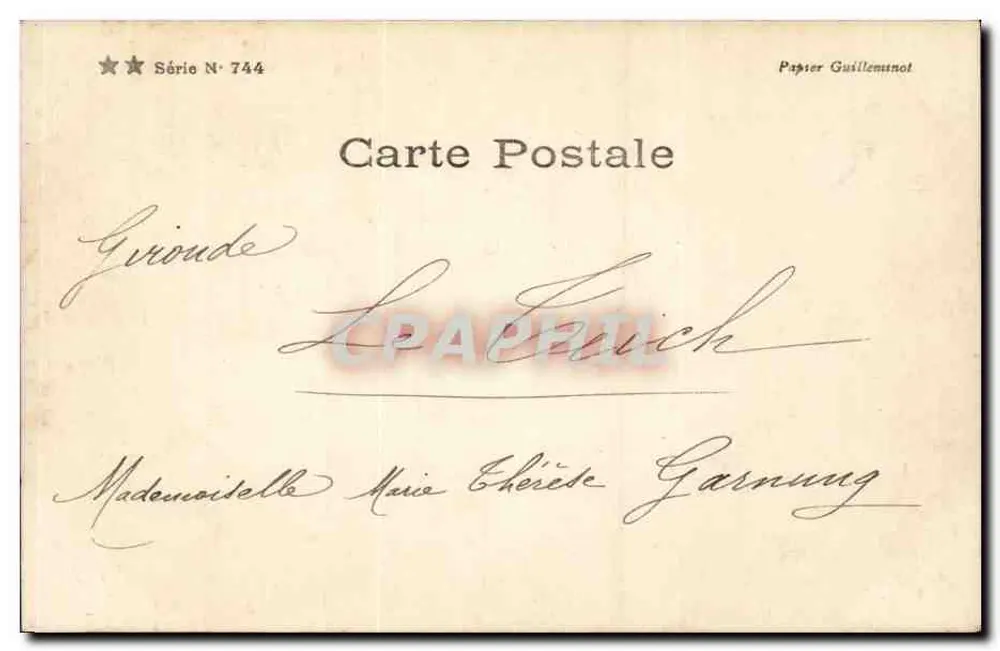 Der Ehemann und Der Freund — Paar-Szene — Papier Guilleminot, Serie Nr. 744 - Rückseite