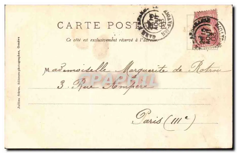 Glaciar dos Bossons — Chamonix — J.J. 896 — Jullien frères, Genebra - Verso