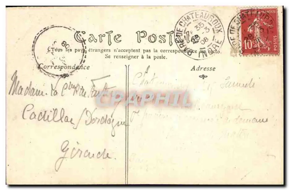 Châteauroux - Castelo Raoul - A Prefeitura - Verso