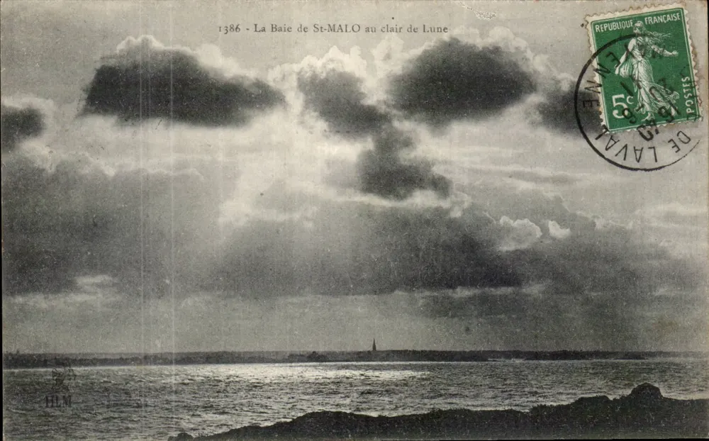 A Baía de St-Malo sob a Lua — H. Le Maillot, editor, n° 1386 - Frente