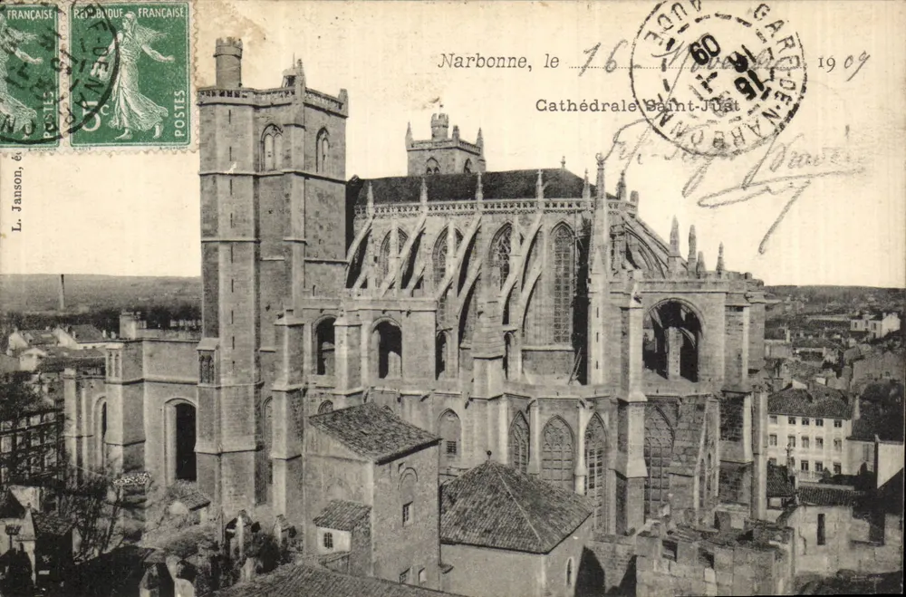 Narbonne, a Catedral de São Justo — vista aérea — L. Janson, editor - Frente