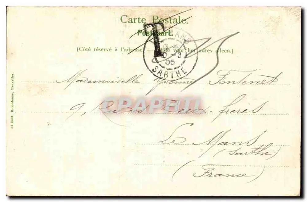Bruxelas. O Palácio Real. — Exposta por A. Mauricey. - Verso
