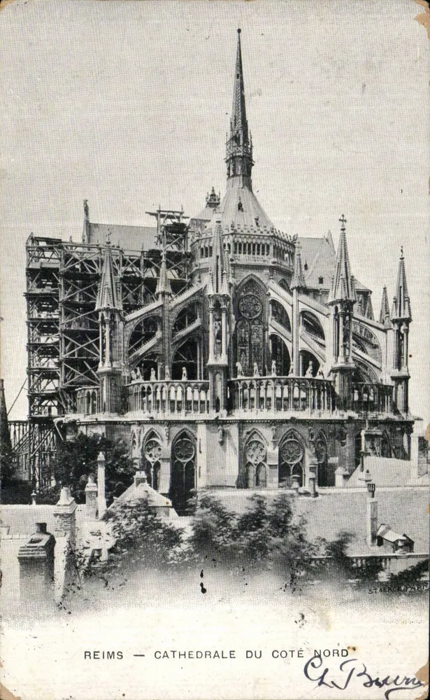 Reims — Cattedrale dal lato nord — Stencau Paris - Recto