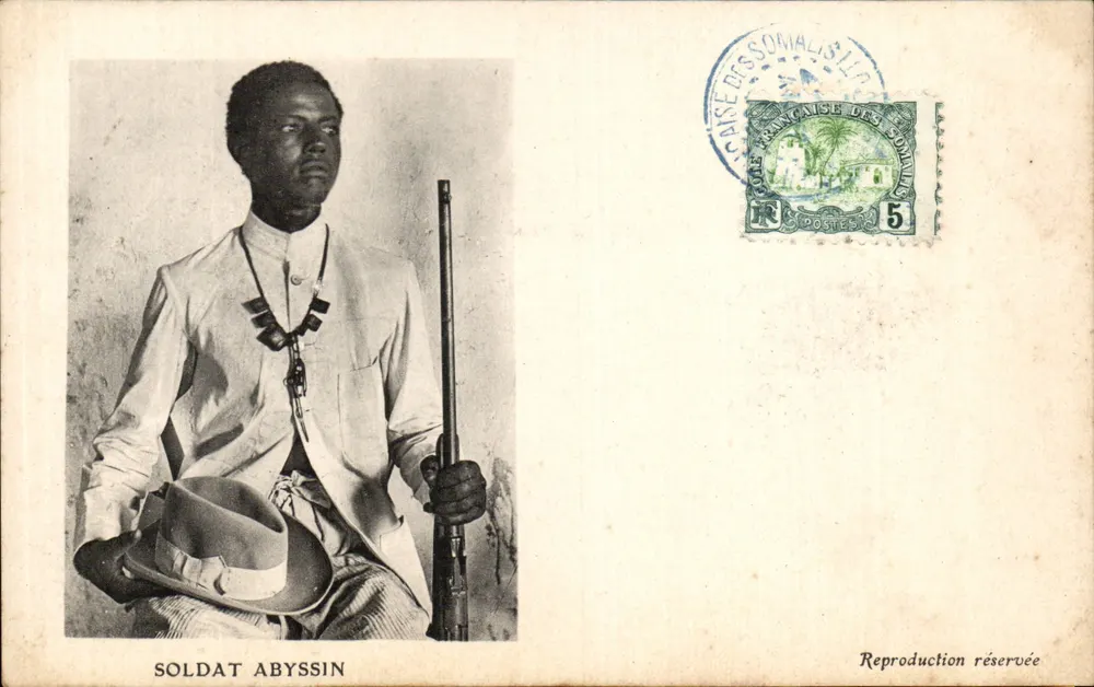 Abessinischer Soldat — reproduction reserviert — Caisse postale des Somali-Littorals - Vorderseite