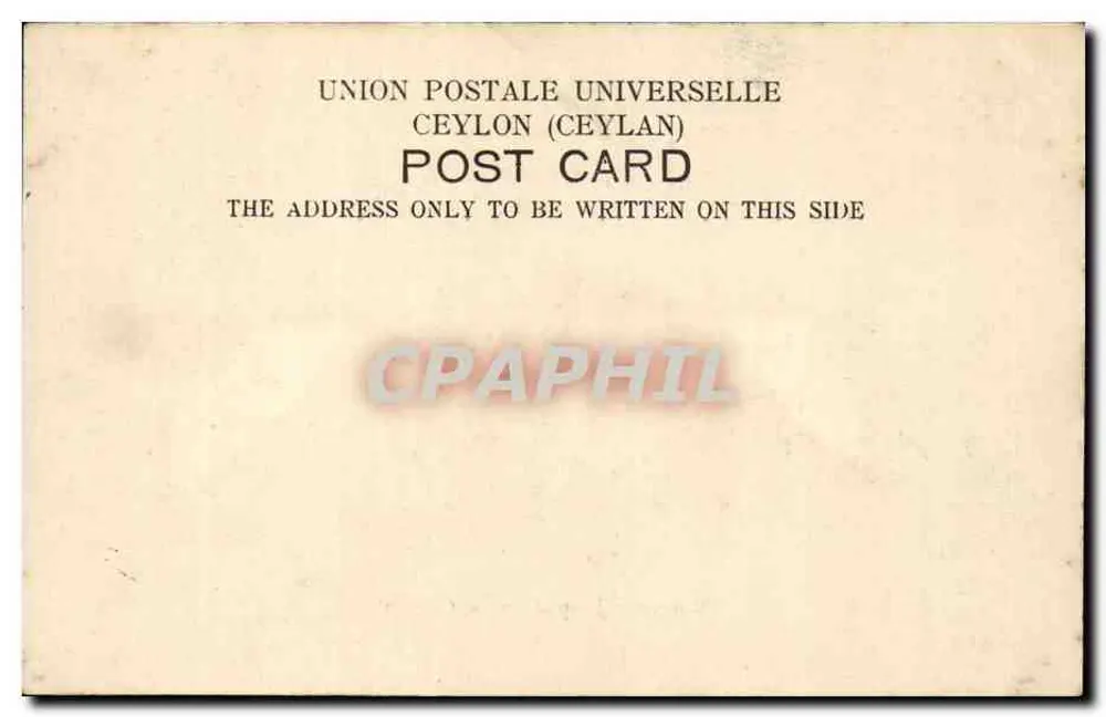 Elefantes de trabalho em Ceilão — União Postal Universal Ceilão - Verso