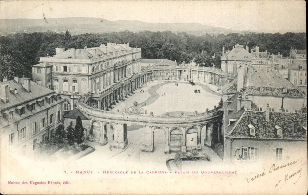 NANCY — Hémicycle de la Carrière — Palais du Gouvernement — Maison des Magasins Réunis, Verleger - Vorderseite