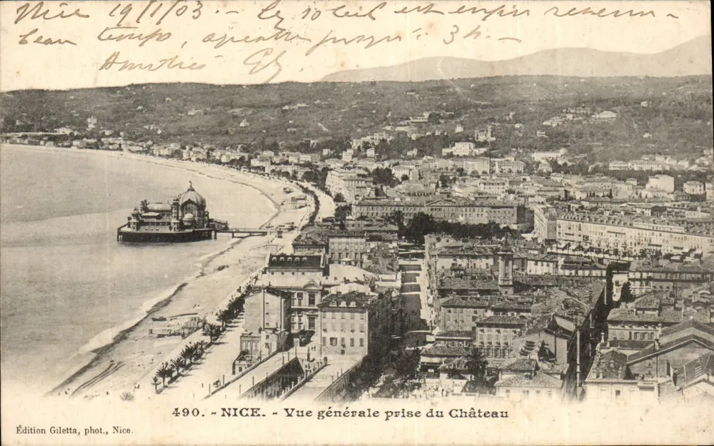 NICE — Vue générale prise du Château — Édition Gilelta, phot., Nice, n° 490 - Voorkant