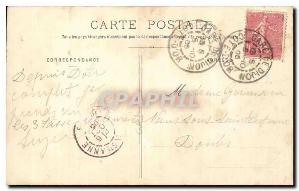 Dijon — Palast der Herzöge von Burgund und Turm der États — L. V., Verlag - Rückseite