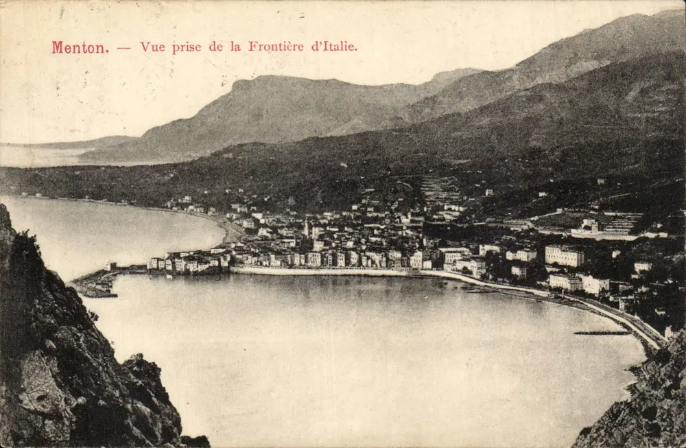 Menton — Blick vom italienischen Grenzgebiet — Verlag: Delain - Vorderseite