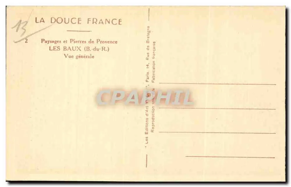 Les Baux-de-Provence — Vista geral — Les Éditions d'Art Vrigné - Verso