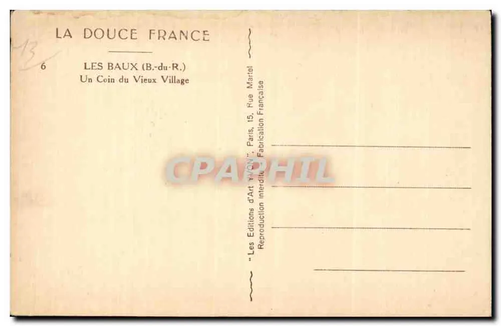 Les Baux (B.-du-R.) — Ein Stück des alten Dorfes — Les Éditions d'Art 'Vieux' Paris - Rückseite