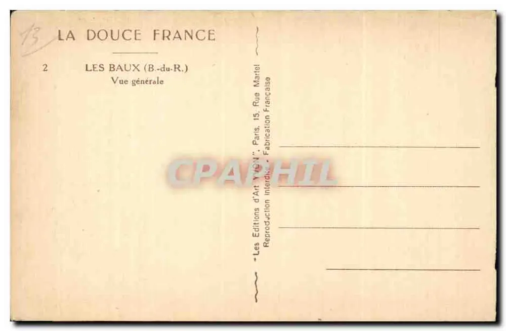 Les Baux (B.-du-R.) — Vista geral — Les Éditions d'Art 'VAN' Paris - Verso