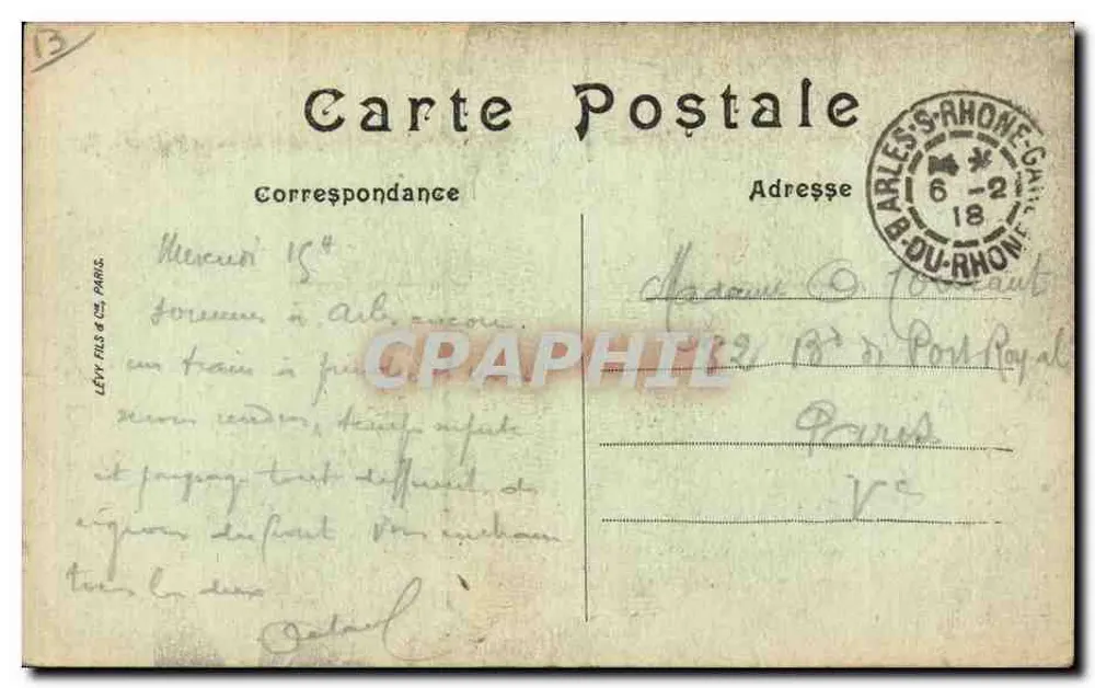 Arles - Arlésienne nos Alyscamps - Edição Marcheteau, Arles - Verso