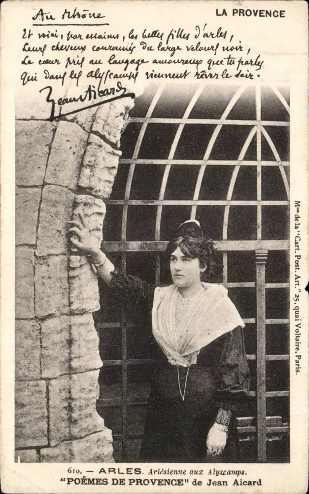 Arles — Arlésienne am Alyscamps — Jean Aicard, Kunstansichtskarte n° 35, Paris - Vorderseite