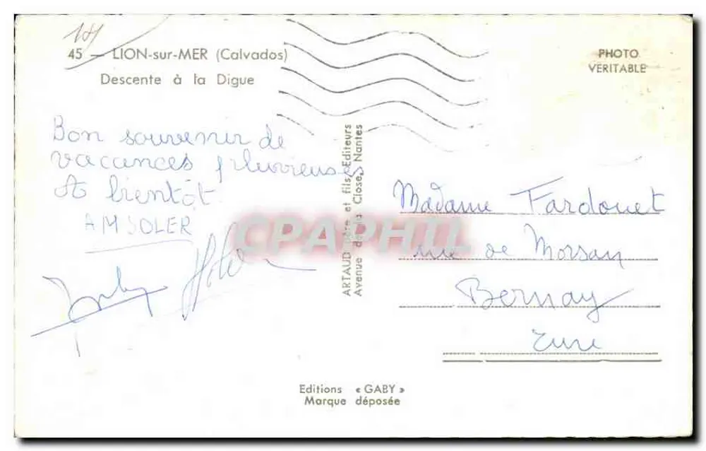 Lion-sur-Mer — Descida para a Digue — Edições Gaby - Verso