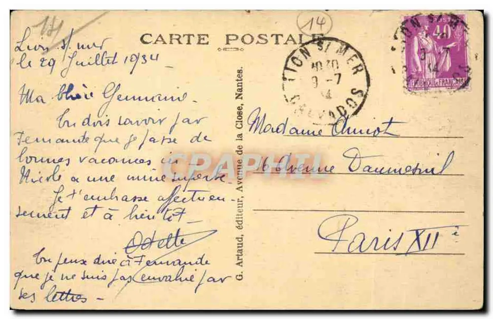 LION-sur-MER (Calvados) — O Castelo — G. Artaud, editor - Verso