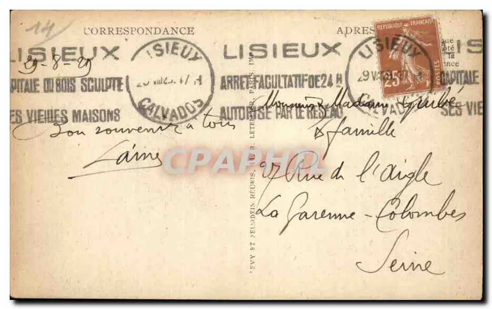 Lisieux — Casas da Grande Rue — Editor: Veque & Demolliens - Verso