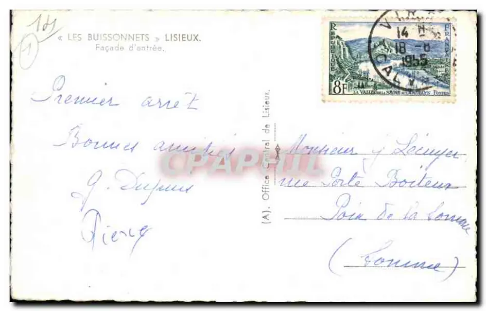 Les Buissonnets — Fachada de entrada — Office Central de Lisieux - Verso
