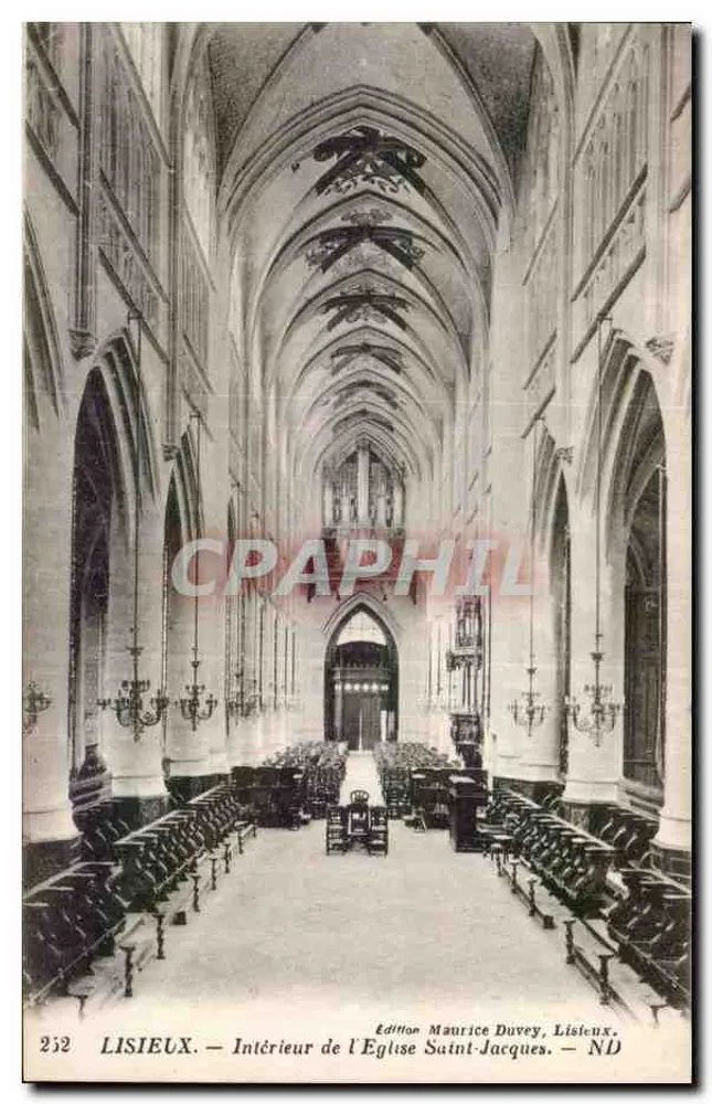 Lisieux — Interior da Igreja Saint-Jacques — Edição Maurice Duvey, Lisieux - Frente