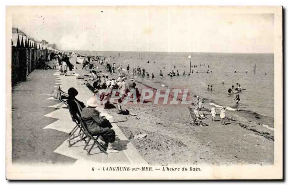 Langrune-sur-Mer — A Hora do Banho — G. Arland, editor, n°8 - Frente
