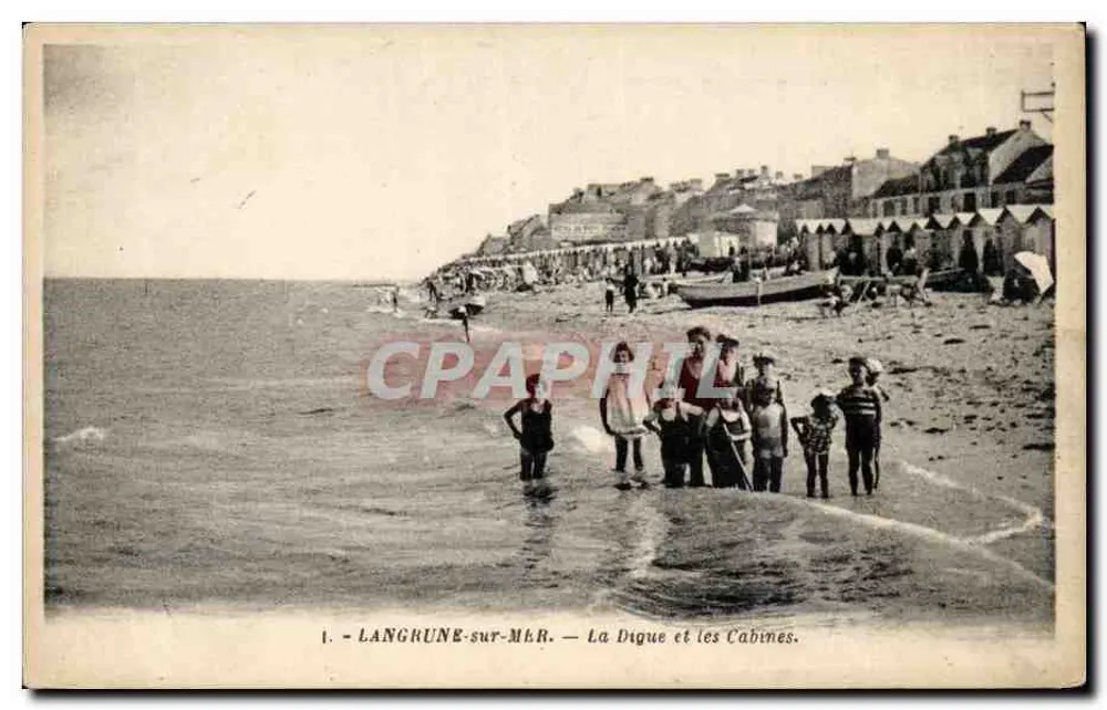 Langrune-sur-Mer — A Digue e as Cabines — G. Arnaud, editor, Avenue de la Cloche, Nantes - Frente