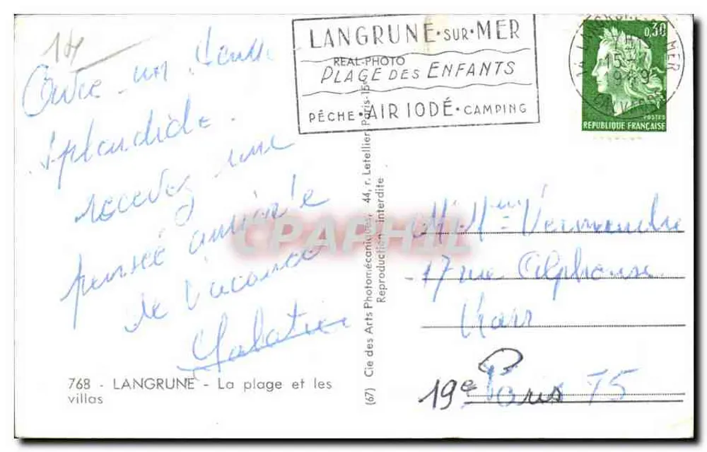 Langrune-sur-Mer — Kinderstrand — Cie des Arts Photomécaniques - Rückseite