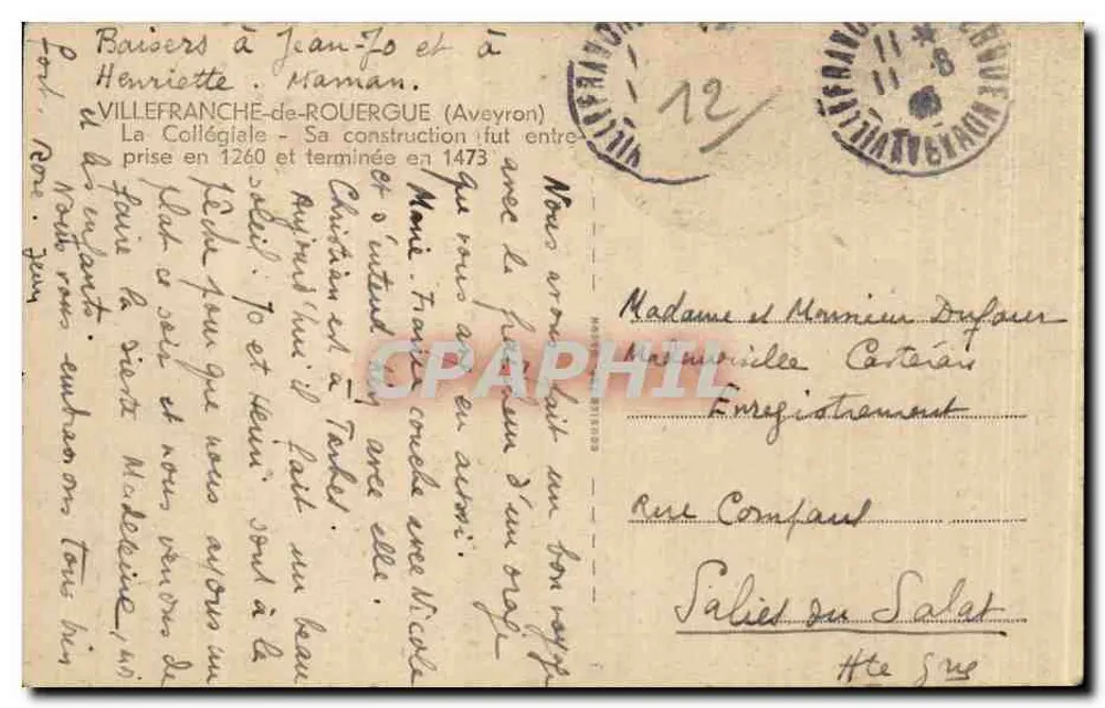 Villefranche-de-Rouergue — Collegiata — editore TIGUACET - Verso