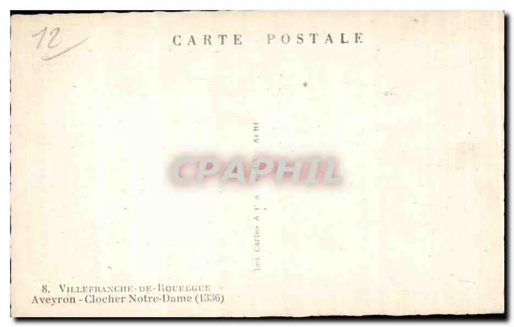 Villefranche-de-Rouergue — Turm der Notre-Dame — Verlag APA - Rückseite