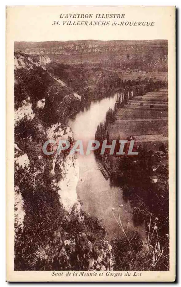 Saut de la Mounie und Gorges du Lot — L'Aveyron Illustre, Serie 34 — Villefranche-de-Rouergue - Vorderseite