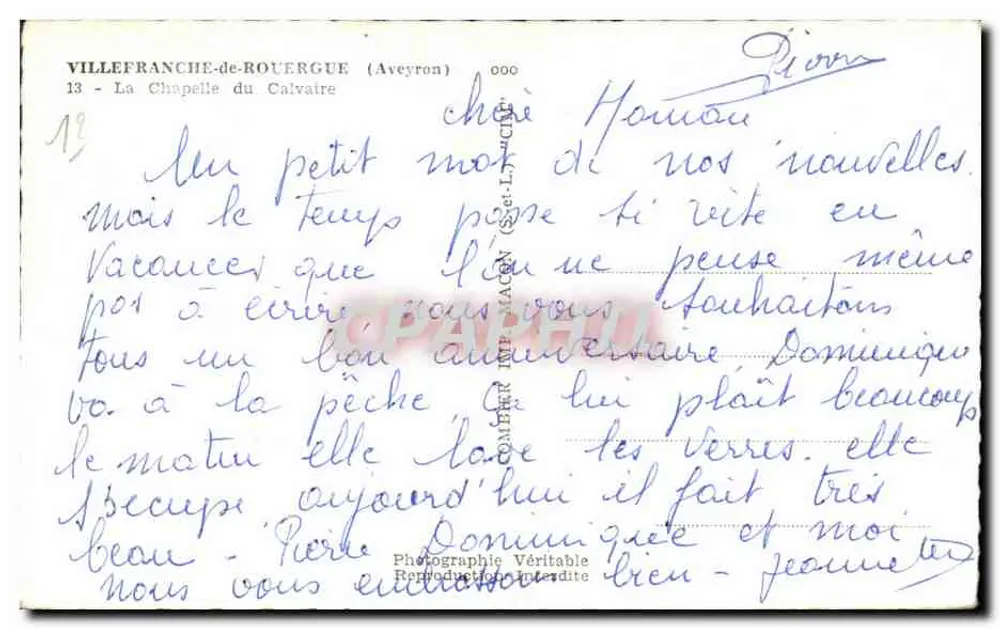 Villefranche-de-Rouergue — Die Kapelle des Kalvariums — Phot. Cim - Rückseite