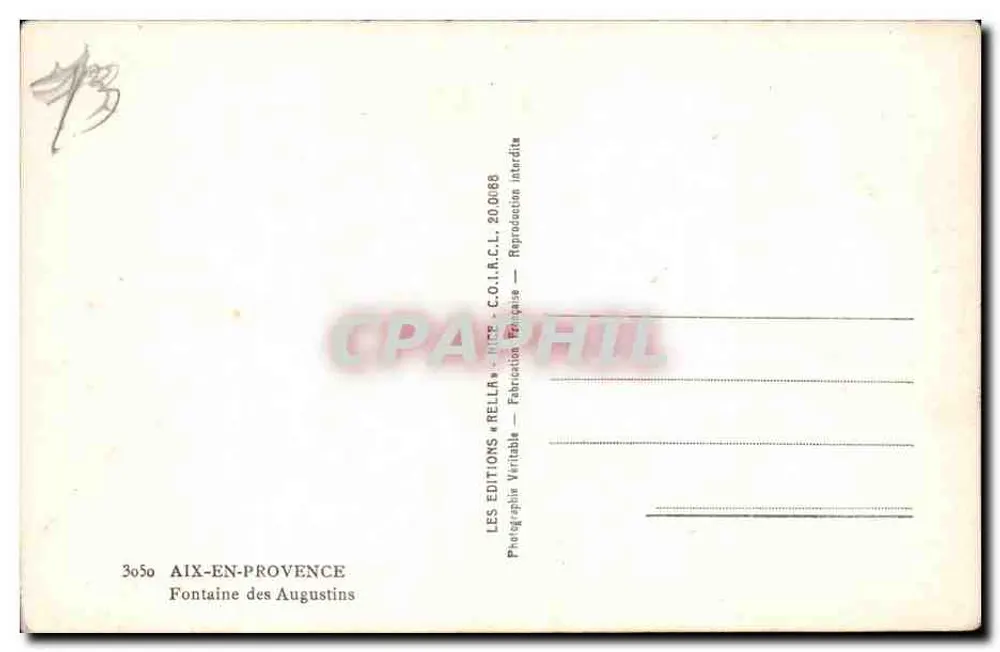 Aix-en-Provence — Fontäne der Augustiner — Editions Rella - Rückseite
