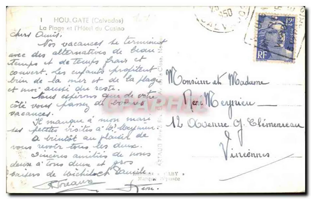 Houlgate (Calvados) — Ansicht der Strandpromenade und des Casino-Hotels — Éditions Gaby - Rückseite