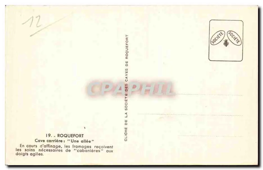 Roquefort-Höhle — Käsealterung — Société des Caves de Roquefort - Rückseite