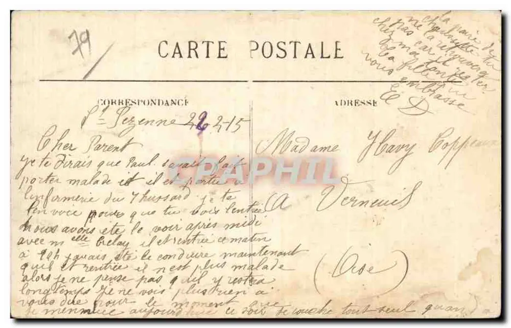 Niort (Deux-Sèvres) — Bairro do 7º Hussards — N. Alix, pro tab. jornaleiro, Niort - Verso
