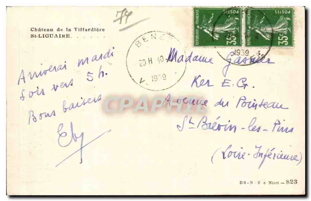 Castelo de la Tiffardière — Saint-Ligulaire — editor não visível - Verso