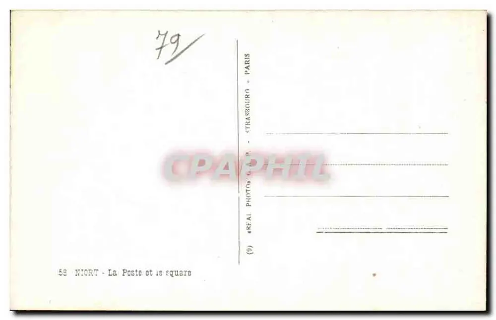 Niort - A Postagem e o Square — Réal Photos - Strasbourg - Verso
