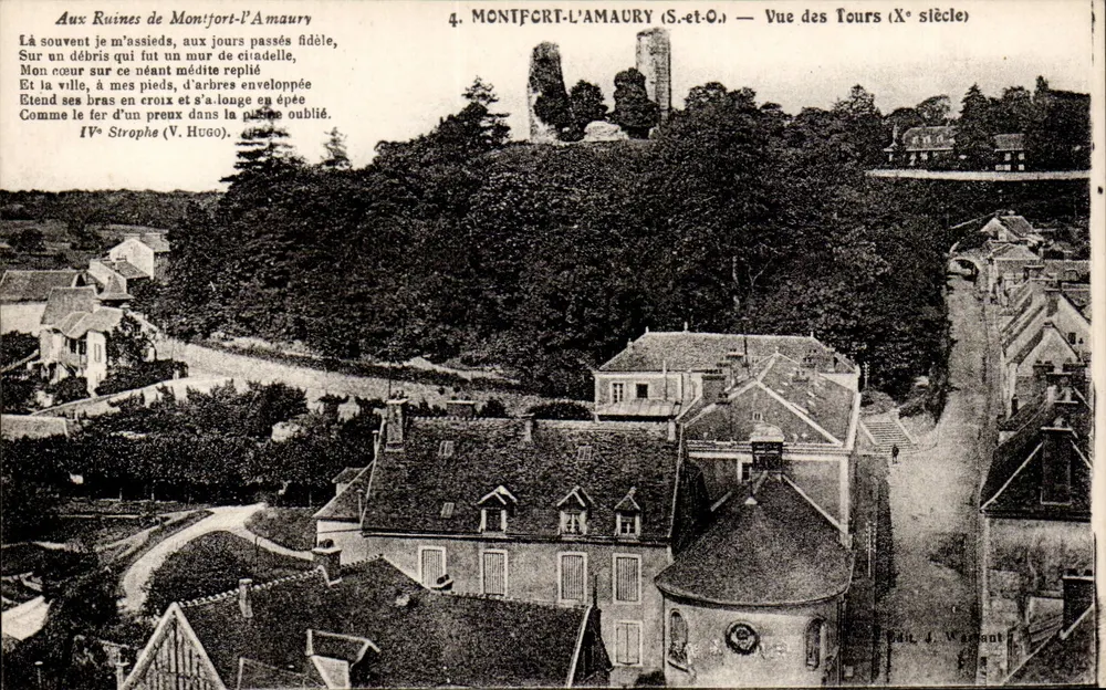Montfort-l'Amaury — Ansicht der Türme (10. Jahrhundert) — Verlag J. Vermont, Nr. 4 - Vorderseite