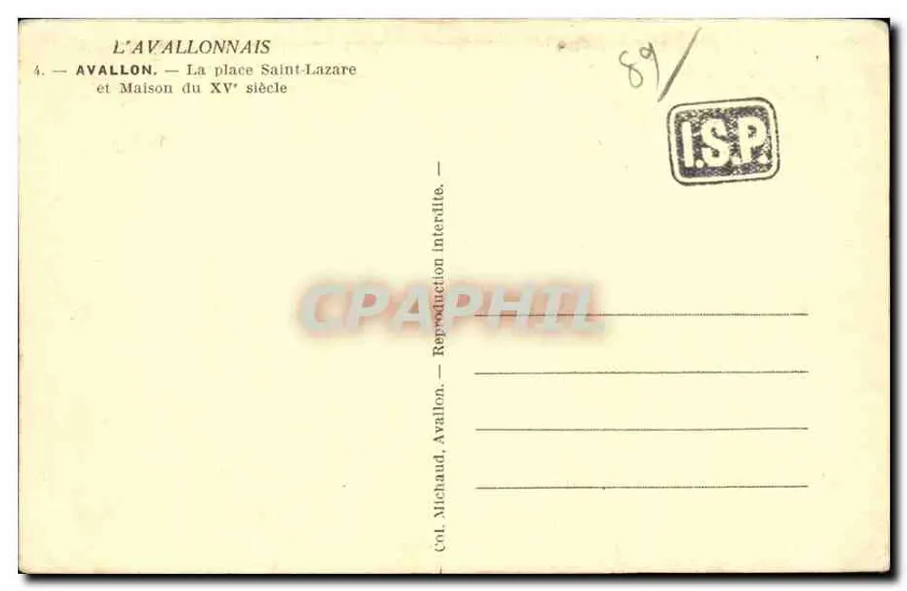 Avallon — Place Saint-Lazare und Haus aus dem 15. Jahrhundert — Verlag Michaud - Rückseite
